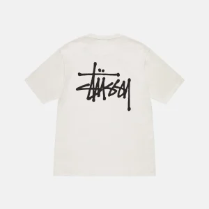 Camiseta básica Stussy teñida con pigmentos de blanco