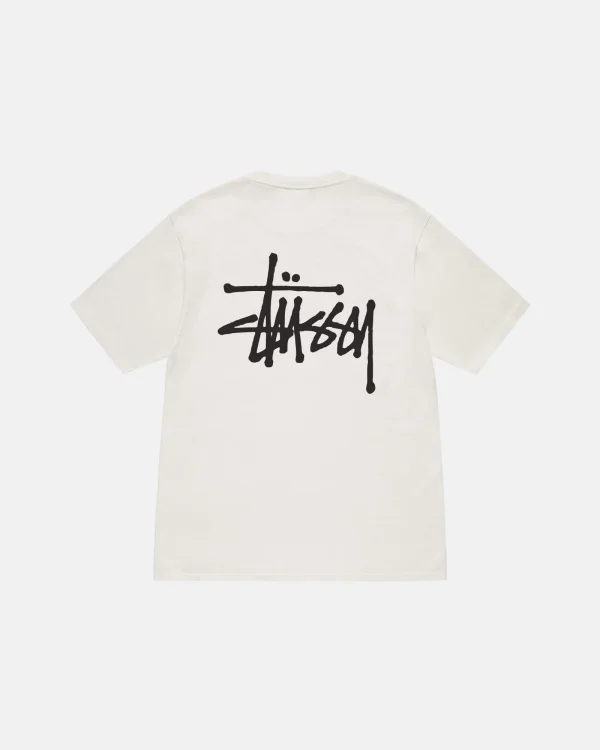 Camiseta básica Stussy teñida con pigmentos de blanco