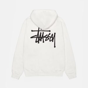 SUDADERA CON CAPUCHA STÜSSY BASIC TEÑIDA CON PIGMENTO DE BLANCO