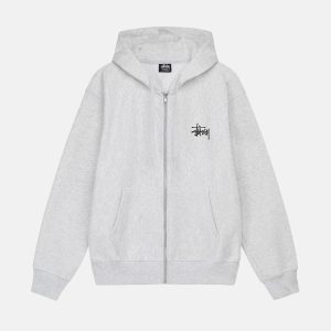 SUDADERA CON CAPUCHA BASIC STÜSSY CREMALLERA GRIS