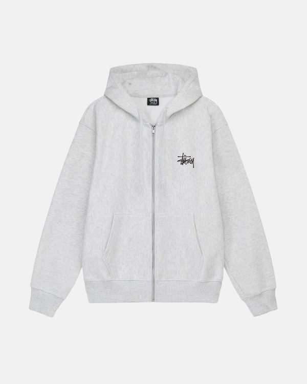 SUDADERA CON CAPUCHA BASIC STÜSSY CREMALLERA GRIS