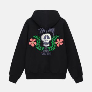 SUDADERA CON CAPUCHA Y CREMALLERA CON ESCUDO DE CALAVERA