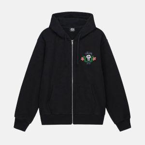 SUDADERA CON CAPUCHA Y CREMALLERA CON ESCUDO DE CALAVERA