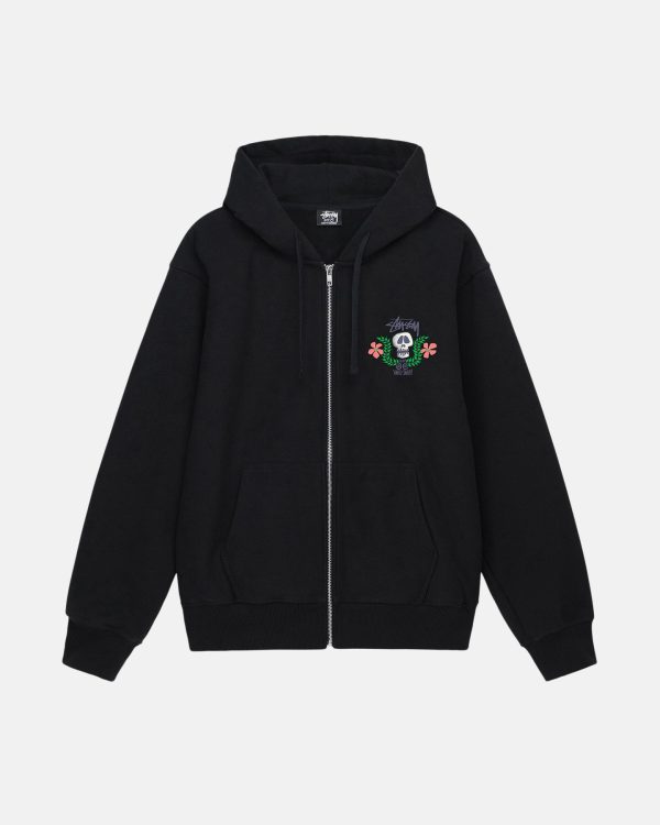 SUDADERA CON CAPUCHA Y CREMALLERA CON ESCUDO DE CALAVERA