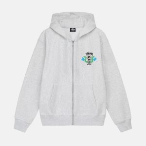 SUDADERA CON CAPUCHA Y CREMALLERA CON ESCUDO DE CALAVERA