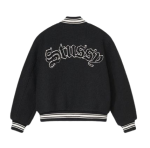 Chaqueta universitaria estética negra de Stussy