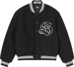 Chaqueta universitaria estética negra de Stussy