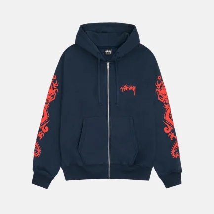 SUDADERA CON CAPUCHA STUSSY DRAGONS AZUL MARINO