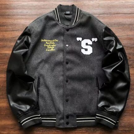 Chaqueta Stussy Big S Letterman gris