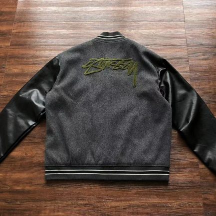 Chaqueta Stussy Big S Letterman gris